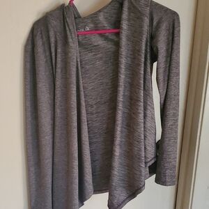Gray Open Front Cardigan